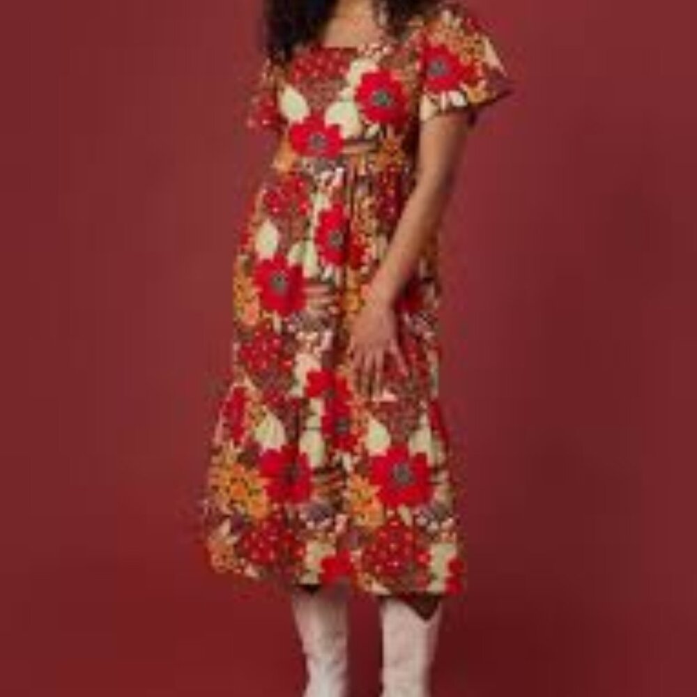 Joanie floral pattern midi dress